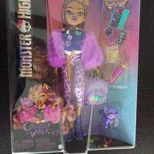 Monster High Clawdeen Wolf Doll – Purple Fur Coat & Leopard Print Pants